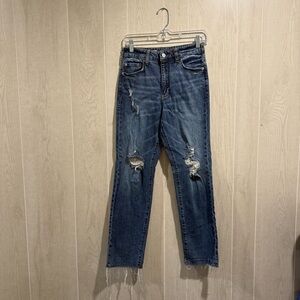 Pilcro The Vintage Straight Leg Jeans with Distressed Details